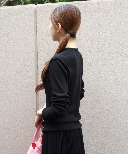 MEYAME(メヤメ)の「MEYAME/メヤメ ソフトリブヘンリーネック SOFT RIB HENRY NECK MEY-2502(Tシャツ/カットソー・レディース・レッド/ブラック/クリーム・FREE)」の7枚目の写真