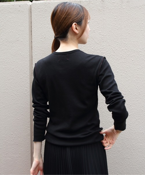MEYAME(メヤメ)の「MEYAME/メヤメ ソフトリブヘンリーネック SOFT RIB HENRY NECK MEY-2502(Tシャツ/カットソー・レディース・レッド/ブラック/クリーム・FREE)」の8枚目の写真