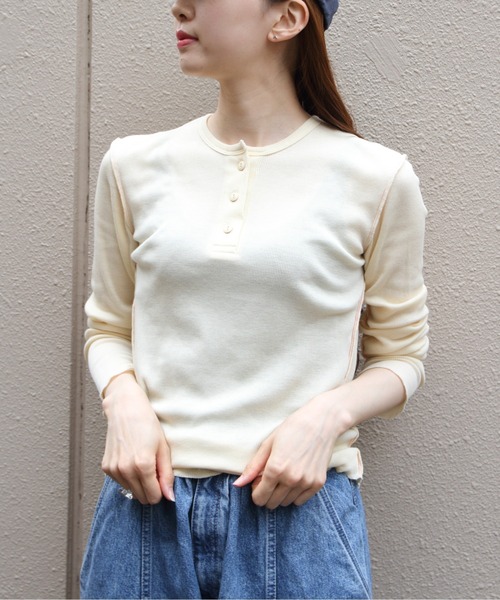 MEYAME(メヤメ)の「MEYAME/メヤメ ソフトリブヘンリーネック SOFT RIB HENRY NECK MEY-2502(Tシャツ/カットソー・レディース・レッド/ブラック/クリーム・FREE)」の16枚目の写真