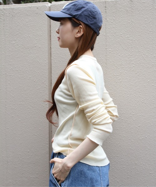 MEYAME(メヤメ)の「MEYAME/メヤメ ソフトリブヘンリーネック SOFT RIB HENRY NECK MEY-2502(Tシャツ/カットソー・レディース・レッド/ブラック/クリーム・FREE)」の17枚目の写真