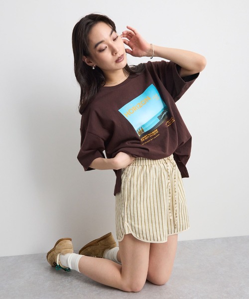 STELLA FISH(ステラフィッシュ)の「【夏フェス】ストライプショートパンツ(その他パンツ・レディース・ブルー/ベージュ・FREE)」の7枚目の写真
