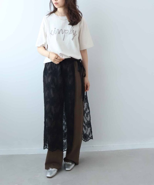 leswel(レスウェル)の「【M~5L】コード刺しゅうロゴTシャツ(Tシャツ/カットソー・レディース・ブラウン/ライトグレー/チャコールグレー・3L/LL/L/M/5L/4L)」の10枚目の写真
