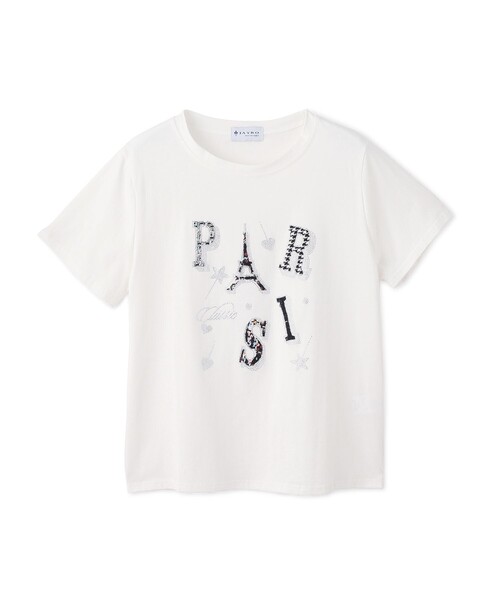 Jayro(ジャイロ)の「PARISキラキラロゴTシャツ(Tシャツ/カットソー・レディース・ホワイト系その他2/ブラック系その他・FREE)」の2枚目の写真