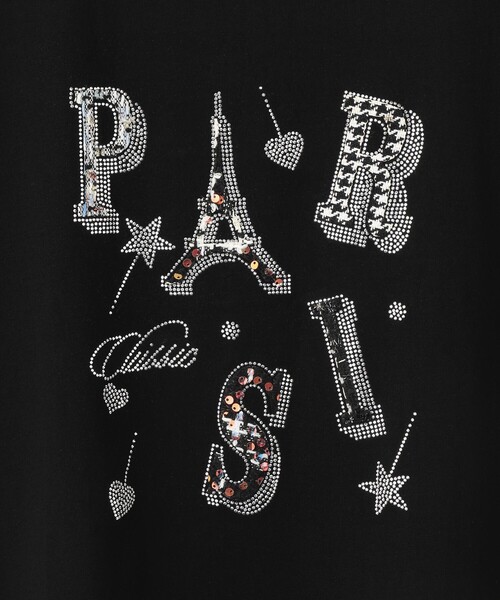 Jayro(ジャイロ)の「PARISキラキラロゴTシャツ(Tシャツ/カットソー・レディース・ホワイト系その他2/ブラック系その他・FREE)」の4枚目の写真