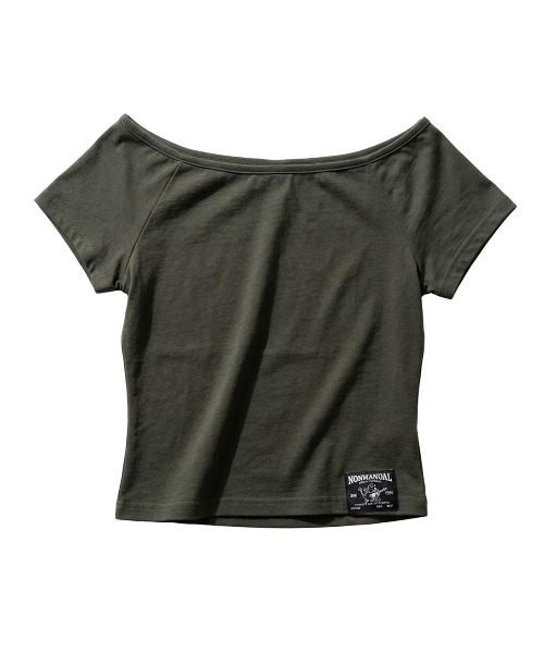 NOMANUAL（NOMANUAL）の「【NOMANUAL×TRUE RELIGION】NO RELIGION ONE SHOULDER TOP / 【ノーマニュアル×トゥルーレリジョン】ノーレリジョングラフィックプリントワンショルダー半袖Tシャツ（Tシャツ/カットソー・レディース・カーキ/ブラック・M/S）」の19枚目の写真
