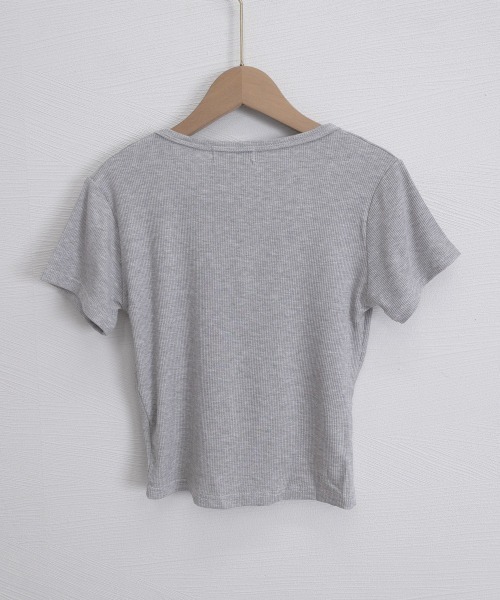 Miniministore（ミニミニストア）の「レースレイヤードテレコTシャツ着やせ夏服（Tシャツ/カットソー・レディース・ホワイト/グレー・FREE）」の5枚目の写真