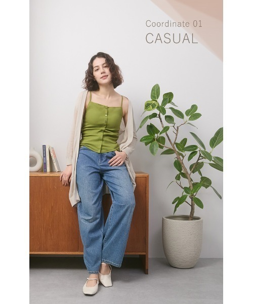 ESLIA(エスリア)の「服見え カップ付きキャミ(キャミソール・レディース・グリーン/ブラウン/ブラック・M/L)」の14枚目の写真