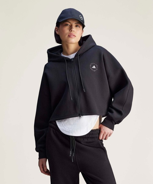adidas by Stella McCartney(アディダスバイステラマッカートニー)の「adidas by Stella McCartney スポーツウェア クロップドパーカー【adidas by Stella McCartney】 / アディダス adidas(パーカー・レディース・ブラック・X-SMALL/X-LARGE/SMALL/MEDIUM/LARGE/XX-LARGE)」の1枚目の写真