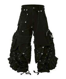 UNIZ（ユニズ）の「【UNIZ】Dragon Slayer Hood Pants / 【ユニズ】ドラゴンレースアップパッチワークデニムカーゴパンツ（デニムパンツ）」