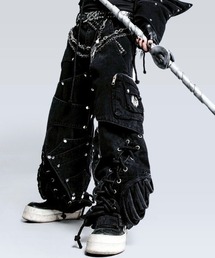 UNIZ（ユニズ）の「【UNIZ】Dragon Slayer Hood Pants / 【ユニズ】ドラゴンレースアップパッチワークデニムカーゴパンツ（デニムパンツ）」