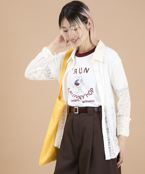 Freada(フリーダ)の「Freada/フリーダ 花柄カットレースシャツ(シャツ/ブラウス・レディース・ブラック/ホワイト・ONE SIZE)」の9枚目の写真