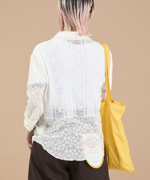Freada(フリーダ)の「Freada/フリーダ 花柄カットレースシャツ(シャツ/ブラウス・レディース・ブラック/ホワイト・ONE SIZE)」の10枚目の写真