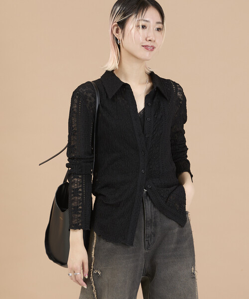 Freada(フリーダ)の「Freada/フリーダ 花柄カットレースシャツ(シャツ/ブラウス・レディース・ブラック/ホワイト・ONE SIZE)」の15枚目の写真