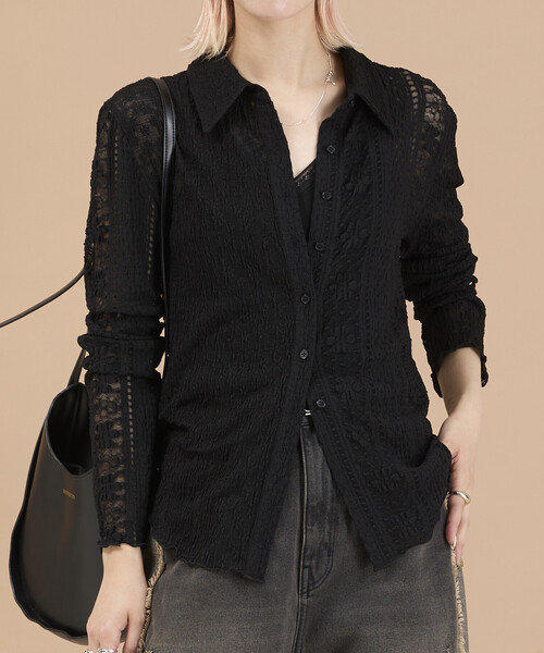 Freada(フリーダ)の「Freada/フリーダ 花柄カットレースシャツ(シャツ/ブラウス・レディース・ブラック/ホワイト・ONE SIZE)」の18枚目の写真