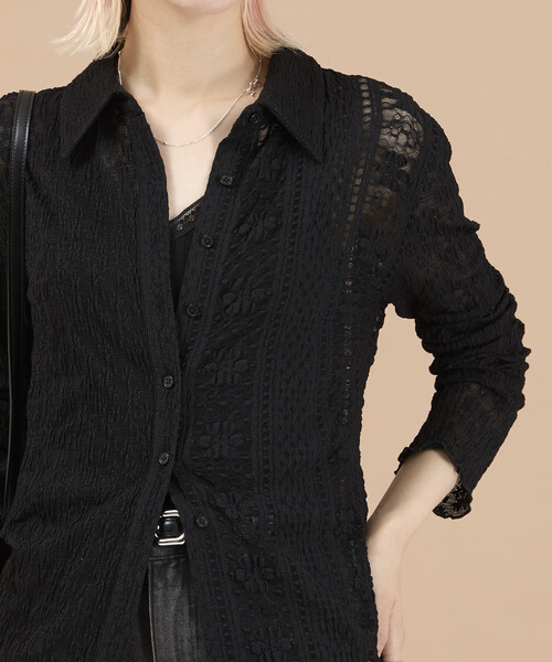 Freada(フリーダ)の「Freada/フリーダ 花柄カットレースシャツ(シャツ/ブラウス・レディース・ブラック/ホワイト・ONE SIZE)」の19枚目の写真