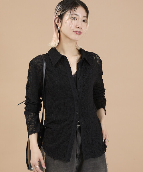 Freada(フリーダ)の「Freada/フリーダ 花柄カットレースシャツ(シャツ/ブラウス・レディース・ブラック/ホワイト・ONE SIZE)」の20枚目の写真