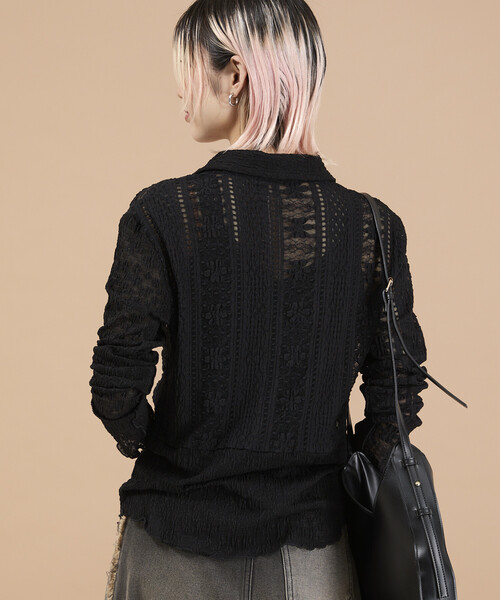 Freada(フリーダ)の「Freada/フリーダ 花柄カットレースシャツ(シャツ/ブラウス・レディース・ブラック/ホワイト・ONE SIZE)」の21枚目の写真