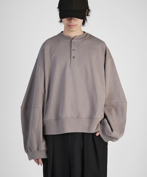 Neucon】WIDE-SLEEVE HENLRY-NECK BIG TEE / ワイドスリーブヘンリー