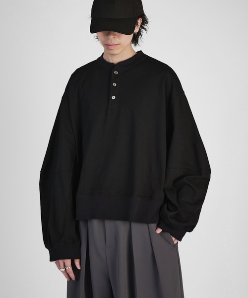 Neucon】WIDE-SLEEVE HENLRY-NECK BIG TEE / ワイドスリーブヘンリー