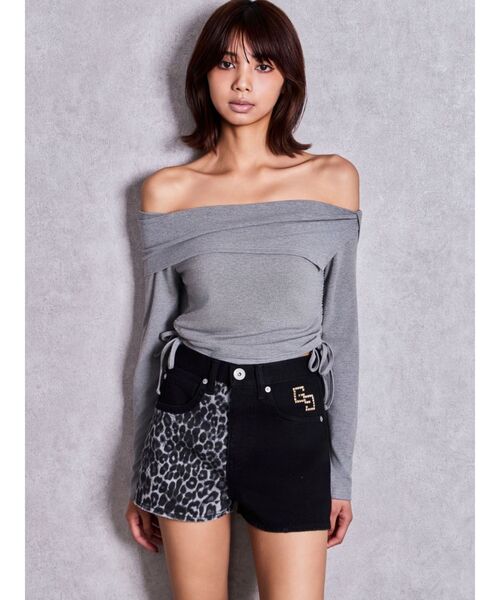 GYDA(ジェイダ)の「サイドギャザーオフショルトップス(Tシャツ/カットソー・レディース・ブラック/グレー/オフホワイト・FREE)」の14枚目の写真