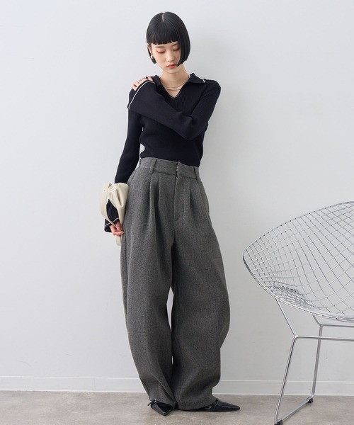NOGLE(ノグル)の「【NOGLE/ノグル】カットメルトンスラックス(スラックス・レディース・アイボリー/ブラウン/グレー・S/M)」の11枚目の写真