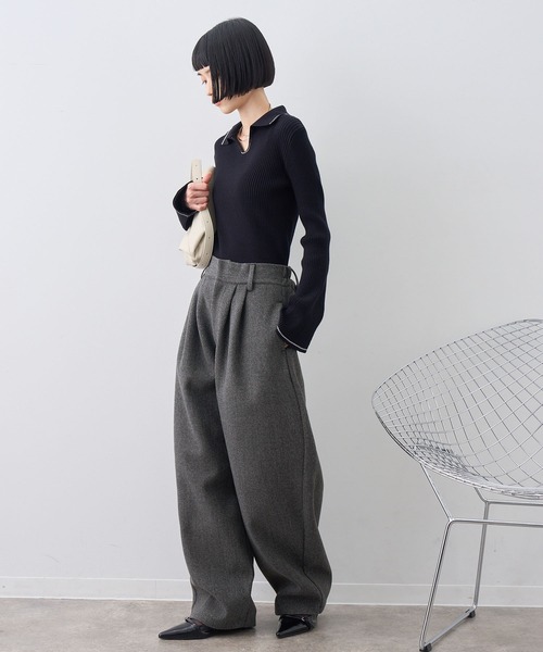 NOGLE(ノグル)の「【NOGLE/ノグル】カットメルトンスラックス(スラックス・レディース・アイボリー/ブラウン/グレー・S/M)」の13枚目の写真
