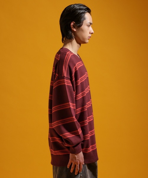 POLO BCS(ポロ ビーシーエス)の「【POLO British Country Spirit】コラボボーダーVネックニット(ニット/セーター・メンズ・ボルドー/ネイビー・LARGE/MEDIUM)」の7枚目の写真