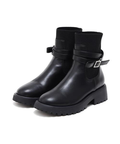 JILL by JILL STUART(ジルバイジルスチュアート)の「ダブルベルトショートブーツ(ブーツ・レディース・ブラック/ホワイト・SMALL/MEDIUM/LARGE)」の10枚目の写真