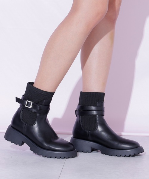 JILL by JILL STUART(ジルバイジルスチュアート)の「ダブルベルトショートブーツ(ブーツ・レディース・ブラック/ホワイト・SMALL/MEDIUM/LARGE)」の7枚目の写真