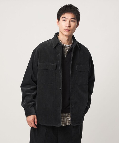 green label relaxing(グリーンレーベルリラクシング)の「FINE BASIC スビン コーデュロイ CPO 長袖 シャツ(シャツ/ブラウス・メンズ・ダークブラウン/ダークグレー・M/L/XL)」の1枚目の写真