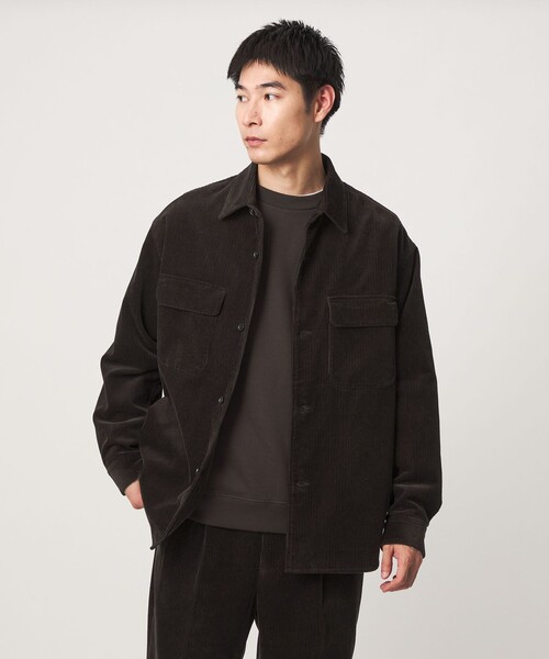 green label relaxing(グリーンレーベルリラクシング)の「FINE BASIC スビン コーデュロイ CPO 長袖 シャツ(シャツ/ブラウス・メンズ・ダークブラウン/ダークグレー・M/L/XL)」の5枚目の写真