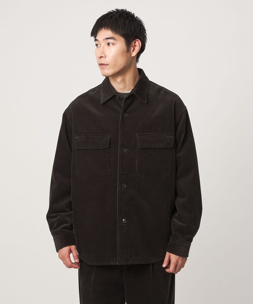green label relaxing(グリーンレーベルリラクシング)の「FINE BASIC スビン コーデュロイ CPO 長袖 シャツ(シャツ/ブラウス・メンズ・ダークブラウン/ダークグレー・M/L/XL)」の6枚目の写真