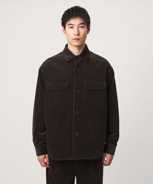 green label relaxing(グリーンレーベルリラクシング)の「FINE BASIC スビン コーデュロイ CPO 長袖 シャツ(シャツ/ブラウス・メンズ・ダークブラウン/ダークグレー・M/L/XL)」の9枚目の写真