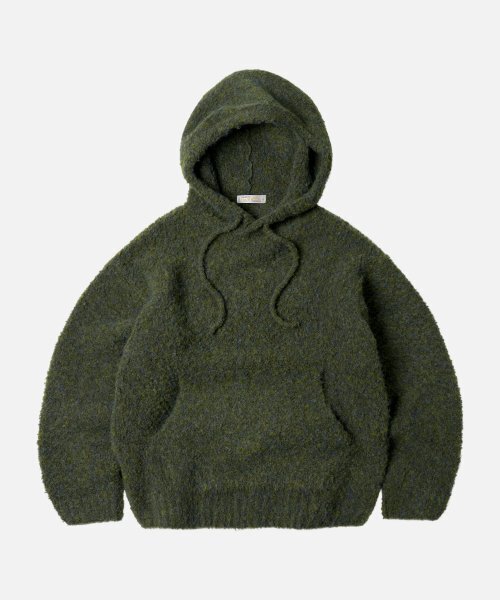 Wave boucle knit hoody — оливковый