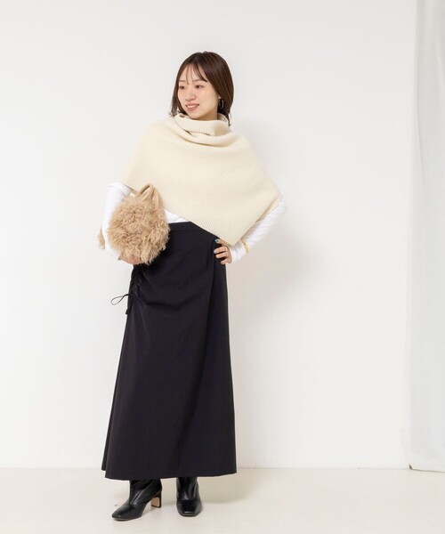 NOLLEY’S(ノーリーズ)の「《防シワ/2WAYストレッチ》ウォッシャブルサイドスピンドルアレンジスカート(スカート・レディース・ベージュ/ブラック・36/38)」の6枚目の写真