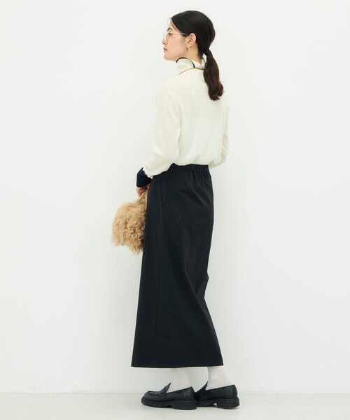 NOLLEY’S(ノーリーズ)の「《防シワ/2WAYストレッチ》ウォッシャブルサイドスピンドルアレンジスカート(スカート・レディース・ベージュ/ブラック・36/38)」の8枚目の写真