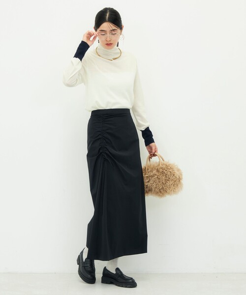 NOLLEY’S(ノーリーズ)の「《防シワ/2WAYストレッチ》ウォッシャブルサイドスピンドルアレンジスカート(スカート・レディース・ベージュ/ブラック・36/38)」の11枚目の写真