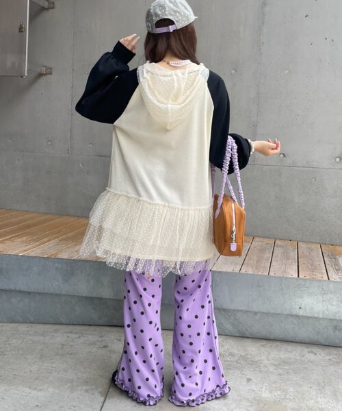 HELLO.SANFRANCISCO（ハローサンフランシスコ）の「【HELLO.SANFRANCISCO】ワッフルロゴチュールフーディチュニック（Tシャツ/カットソー・レディース・ピンク/ホワイト・ONE SIZE）」の19枚目の写真