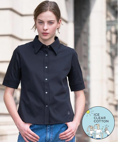DRESSTERIOR(ドレステリア)の「【接触冷感/抗菌防臭/消臭】ICE CLEAR COTTON ハーフスリーブシャツ(Tシャツ/カットソー・レディース・ブラック/ホワイト/ブラウン系その他・36/38)」の2枚目の写真