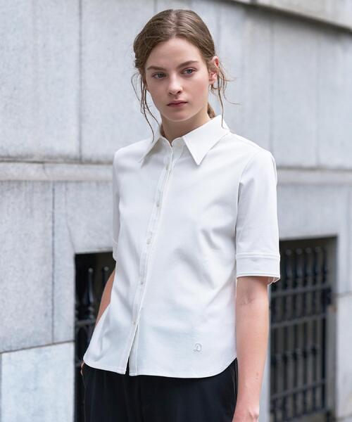 DRESSTERIOR(ドレステリア)の「【接触冷感/抗菌防臭/消臭】ICE CLEAR COTTON ハーフスリーブシャツ(Tシャツ/カットソー・レディース・ブラック/ホワイト/ブラウン系その他・36/38)」の6枚目の写真