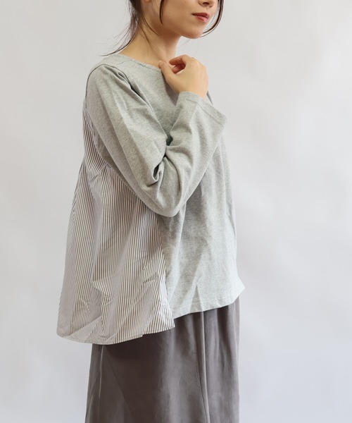 etre relie（エトレリー）の「ヘビーウェイトカット異素材プルオーバー（Tシャツ/カットソー・レディース・ライトグレー/ブルー/ホワイト系その他/ブラック系その他・MEDIUM）」の3枚目の写真