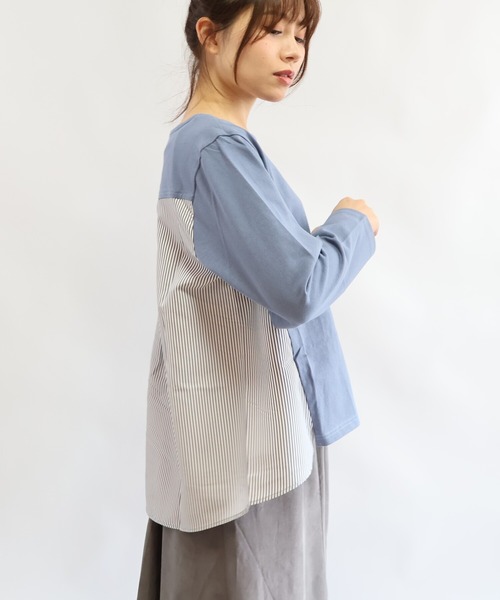 etre relie（エトレリー）の「ヘビーウェイトカット異素材プルオーバー（Tシャツ/カットソー・レディース・ライトグレー/ブルー/ホワイト系その他/ブラック系その他・MEDIUM）」の19枚目の写真
