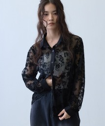 flocky flower sheer shirt / フロッキーフラワーシアーシャツ