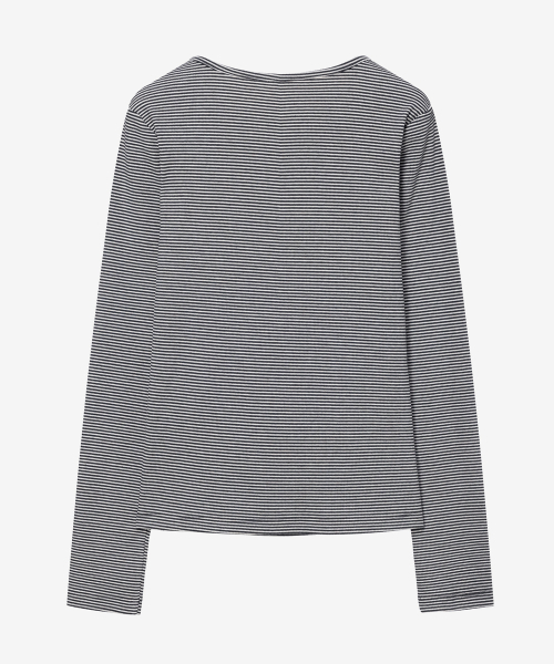 MIND BRIDGE WOMEN（マインドブリッジウーマン）の「[ON][W] リブ ラウンドネック デイリー長袖Tシャツ - 5カラー（Tシャツ/カットソー・レディース・ブラック/ブラック系その他/ホワイト系その他/ライトグレー/ホワイト・55/66/77）」の8枚目の写真