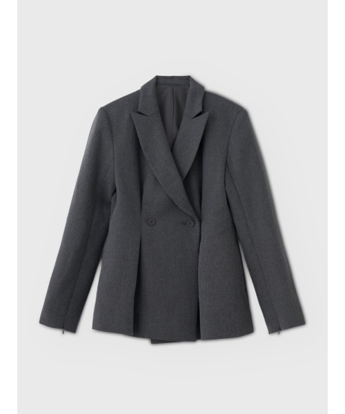EIMY ISTOIRE（エイミーイストワール）の「SLIT SLEEVE TAILORED JACKET（テーラードジャケット・レディース・チャコールグレー/オフホワイト/マルチ・FREE）」の5枚目の写真