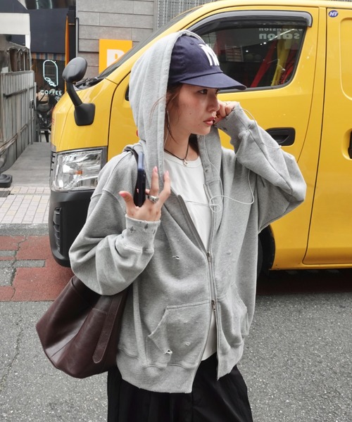 セール】APPLIQUE LOGO HOODIE アップリケロゴフーディー 春服 ジップ