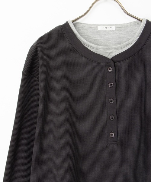 Honeys(ハニーズ)の「ヘンリーネックトップス(Tシャツ/カットソー・レディース・グリーン/ダークパープル/ネイビー/スミクロ・M/L/LL)」の18枚目の写真