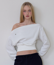 ROSEFRANTZ | Crop Off Shoulder Sweatshirt [Ivory](スウェット)