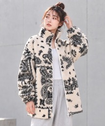 center i（センターアイ）の「ペイズリー柄 スタンドカラー ジップアップボアジャケット（ブルゾン）」
