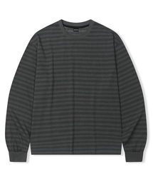 ESSENTIALS PIGMENT ストライプ ロングスリーブTシャツ チャコール